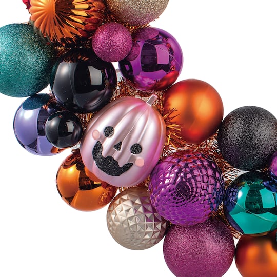 23.5" Skull, Jack-o'-Lantern & Ball Ornament Wreath by Ashland®